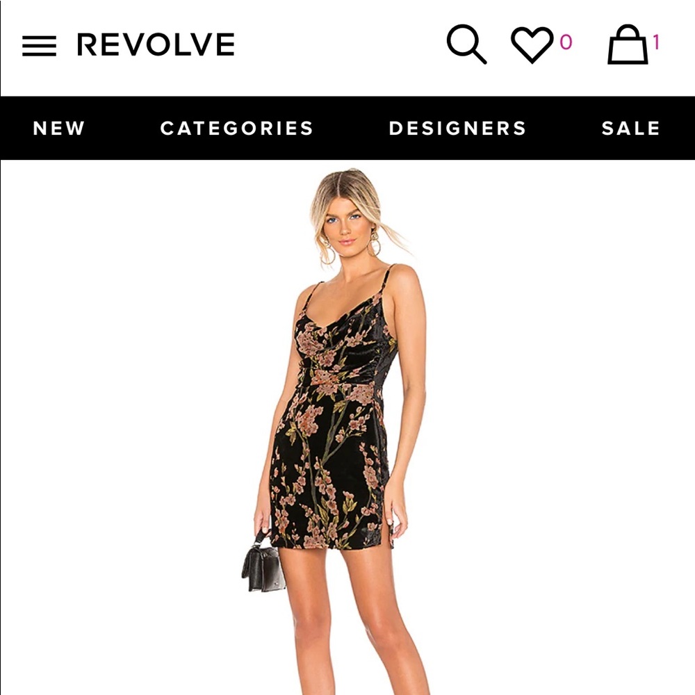 Superdown Lena Cowl Mini Dress in Black Floral